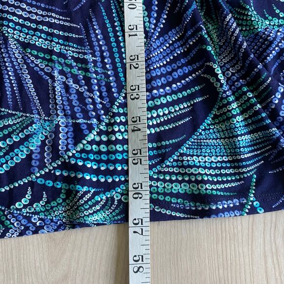 Berkley Jensen Women Braided Halter Maxi Dress M Blue Tropical Palm Stretch NWT‎ - Picture 8 of 10